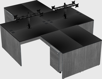 Quad l-shaped office desks