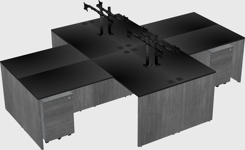 Quad l-shaped office desks