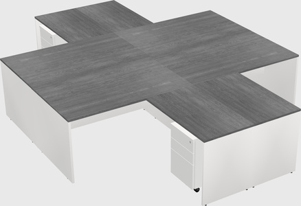 Quad l-shaped office desks