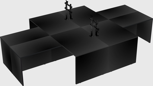Quad l-shaped office desks