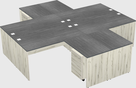 Quad l-shaped office desks