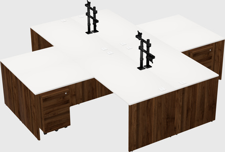 Quad l-shaped office desks