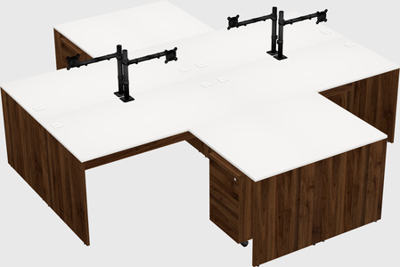 Quad l-shaped office desks
