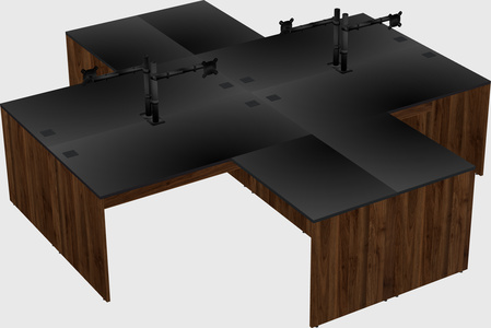 Quad l-shaped office desks