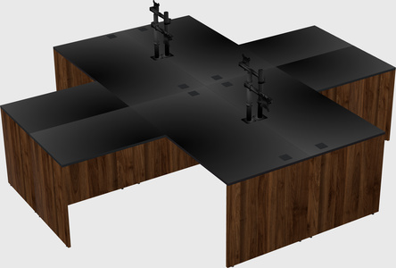 Quad l-shaped office desks