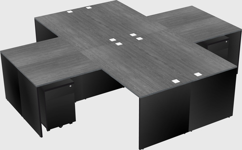 Quad l-shaped office desks