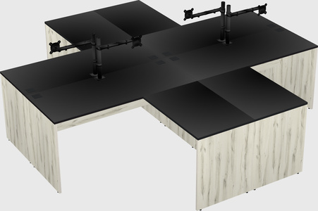 Quad l-shaped office desks