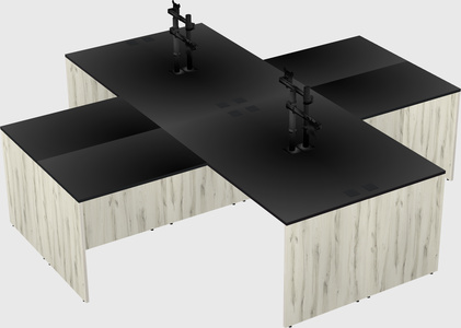 Quad l-shaped office desks