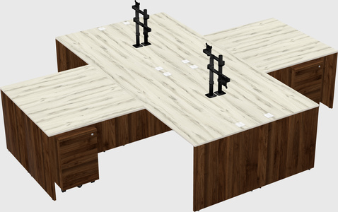 Quad l-shaped office desks