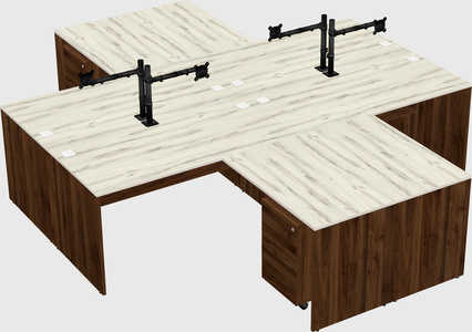 Quad l-shaped office desks