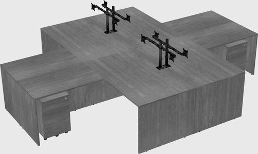 Quad l-shaped office desks