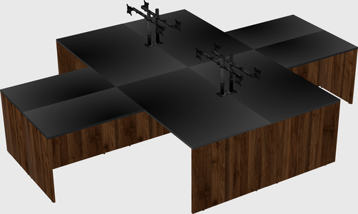Quad l-shaped office desks