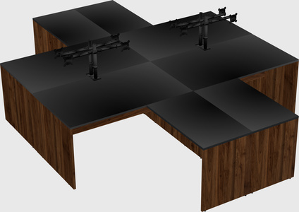 Quad l-shaped office desks