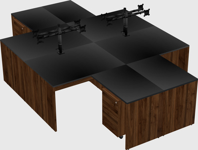 Quad l-shaped office desks
