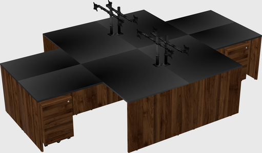 Quad l-shaped office desks