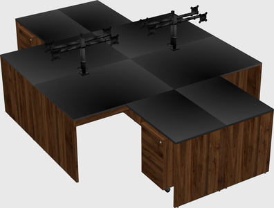 Quad l-shaped office desks