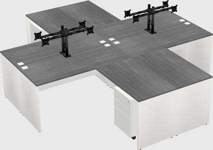 Quad l-shaped office desks