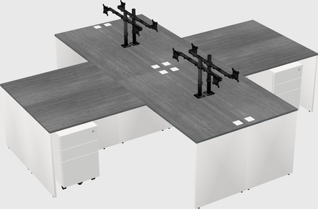 Quad l-shaped office desks
