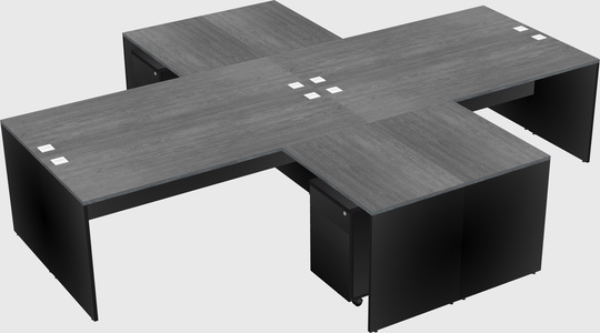 Bureaux de bureau quadruples en forme de l