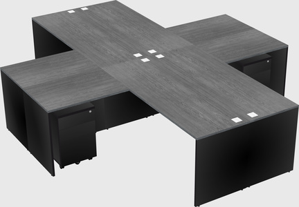 Bureaux de bureau quadruples en forme de l