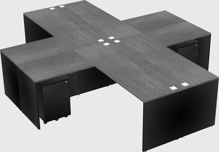 Bureaux de bureau quadruples en forme de l