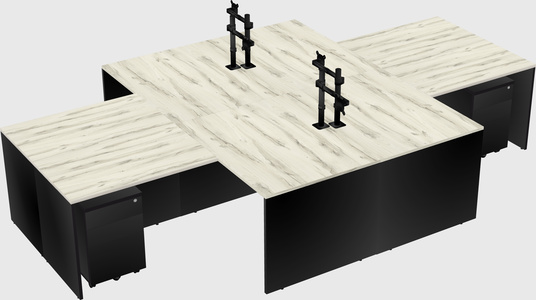 Quad l-shaped office desks