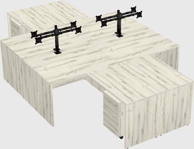 Quad l-shaped office desks