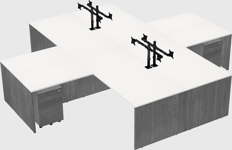 Quad l-shaped office desks