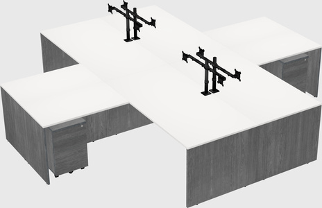 Quad l-shaped office desks