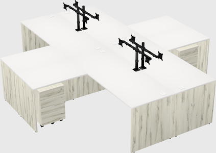 Quad l-shaped office desks