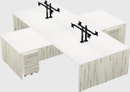 Quad l-shaped office desks