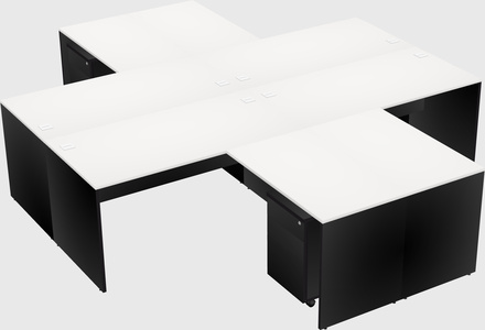 Quad l-shaped office desks