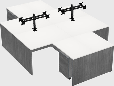 Quad l-shaped office desks