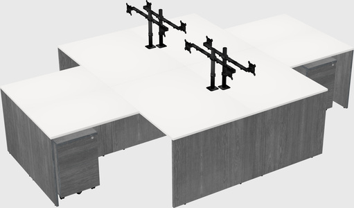 Quad l-shaped office desks