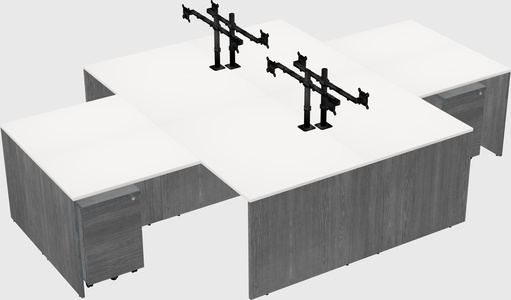 Quad l-shaped office desks