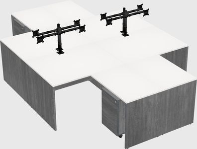 Quad l-shaped office desks