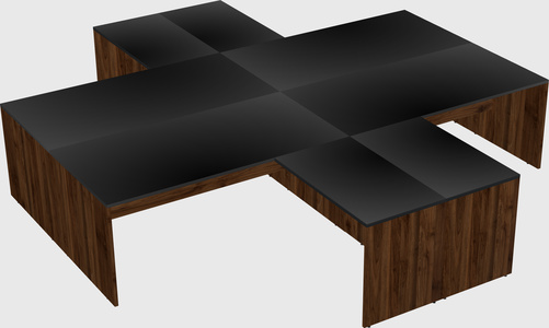 Quad l-shaped office desks