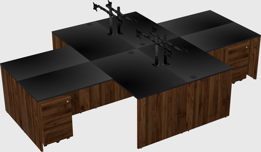 Quad l-shaped office desks