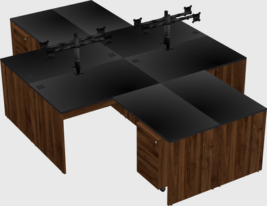 Quad l-shaped office desks
