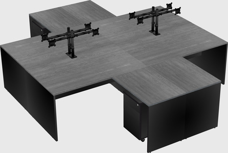 Quad l-shaped office desks