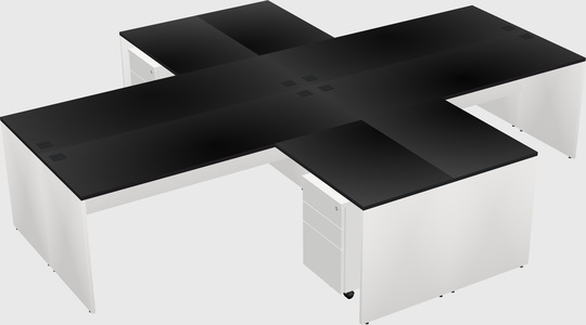 Bureaux de bureau quadruples en forme de l