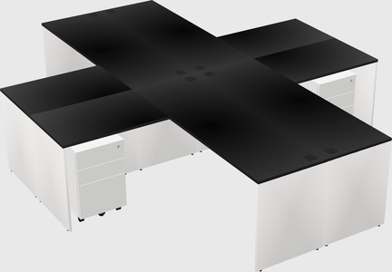 Bureaux de bureau quadruples en forme de l