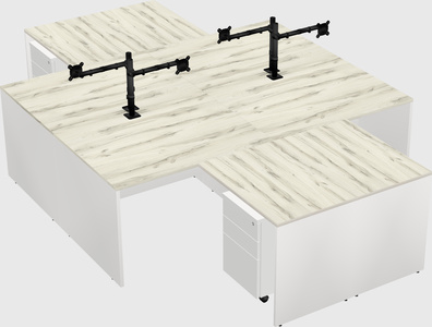 Quad l-shaped office desks