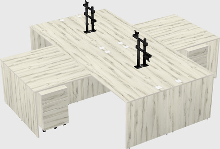 Quad l-shaped office desks