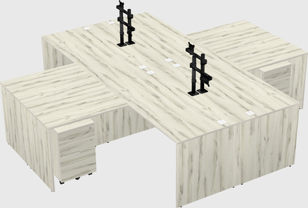 Quad l-shaped office desks