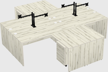 Quad l-shaped office desks