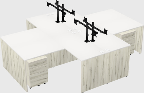 Quad l-shaped office desks