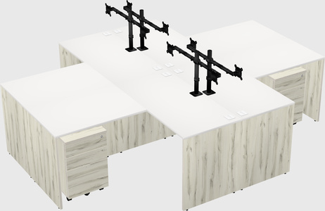 Quad l-shaped office desks