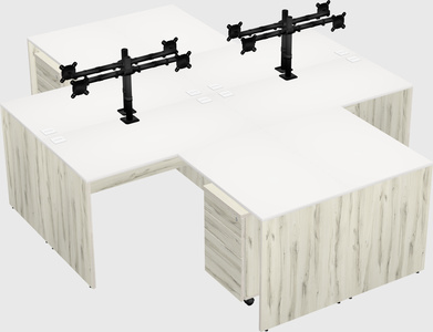 Quad l-shaped office desks