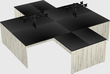 Quad l-shaped office desks